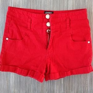 Red High Waisted Shorts